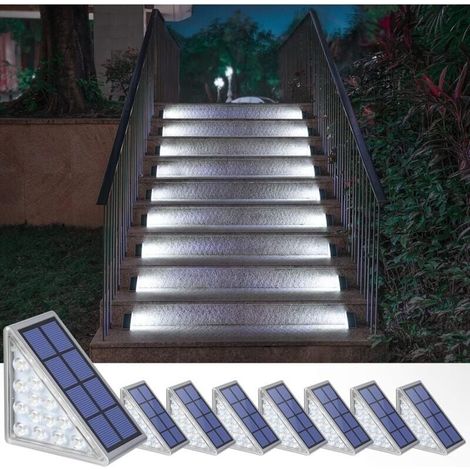 8er-set Solar-treppenleuchten Für Treppen, Terrasse, Weg, Veranda, Haustür Und Gehweg – Kaltweiß