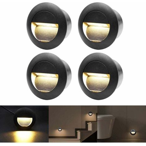Einbauleuchte 3 W – Schwarzes, Wasserdichtes Ip65-aluminiumgehäuse – Warmweißes Licht 3000 K – 4er-set Für Treppen, Terrassen Und Außenbereich