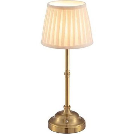 Lampe De Table Led Sans Fil À Intensité Variable - Lampe De Chevet Rétro - Batterie - 4000 Mah - Convient Pour L'Intérieur, L'Extérieur, Le Bar, Le Salon (abat-jour Doré + Beige)