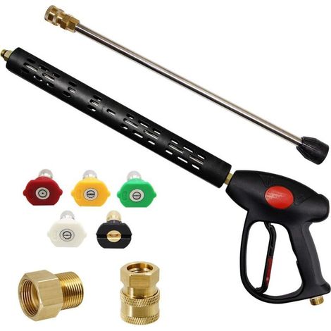 Ersatz-hochdruckreiniger-pistole Mit 16-zoll-verlängerung, 4000 Psi, Hochdruckreiniger-pistole Mit M22-15 Mm Oder M22-14 Mm Anschluss, 5 Düsenköpfe,
