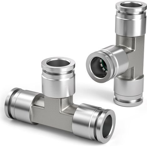 2 Stück 6mm Té 3 Wege Schnellanschluss Pneumatisch, 3 Wege Aus Edelstahl Für Pe Luftadapter