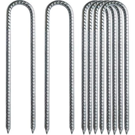 6 Stück 30cm U-förmige Erdnägel, Verzinkter Stahl Zeltanker, Trampolin-haken Zur Sicherung Von Zäunen, Zelten, Überdachungen, Camping, Trampolinen