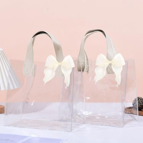 2 Stück Transparente Taschen, Große Geschenktasche Mit 2 Bändern, Große Geschenkumschlag, Pvc Geschenkverpackung Für Geburtstage Hochzeiten