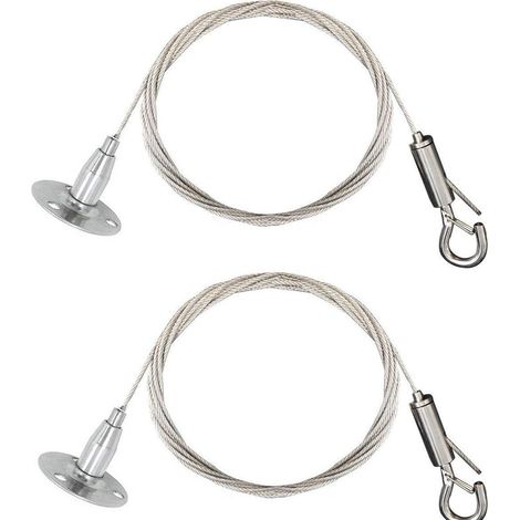 2er-pack Edelstahlseile Mit Automatischer Verriegelung – Hängender Verriegelungshaken Und Scheibe – Zur Selbstmontage Von Leuchttafeln, Lampen – 2 M – Maximal 30