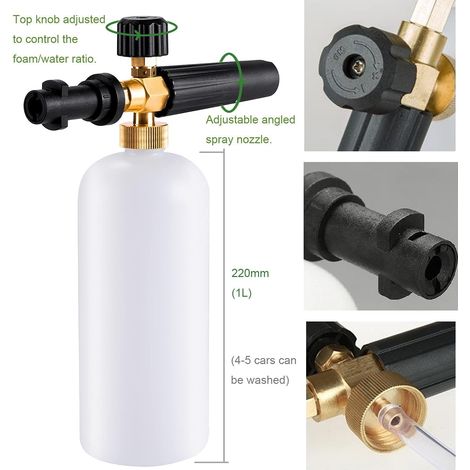 Schaumkanone Kompatibel Mit Karcher K2 K3 K4 K5 K6 K7, 1l Schaumkanone Mit Verstellbarer Düse, Zubehör Für Hochdruckreiniger Zum Autowaschen.