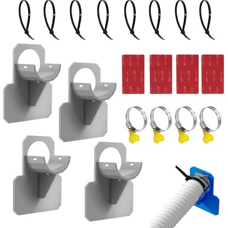 4 Stück Schwimmbadschlauchhalter – Zubehör Mit Edelstahl-schlauchklemme – Kunststoff-knickschutz – Geeignet Für Rohre Mit Einem Durchmesser Von Weniger Als 38 Mm