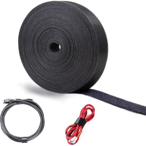 Rouleau Scratch Kabel 15 M × 15 Mm, Bastel Länge Kabelbinder, Frei Zu Schneiden Kabelbinder Schwarz, Klebeband Zur Kabelverwaltung