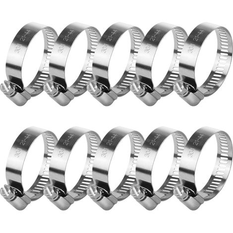 Schlauchschellen Aus Edelstahl, Verstellbare Schlauchschellen, Wurmgetriebe, Schlauchschellen, Packung Mit 10 (21-44 Mm)