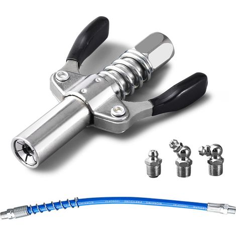 Testina Per Ingrassatore G Coupler Mit Doppelgriff, Passend Für Alle Fettpistolen M6-m14, Inklusive 30 Cm Schlauch Und 3 Verschiedenen Spezifikationen Der Fettpistolendüse.