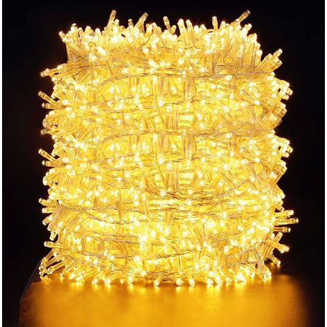 Aougo – 100 M Lange Lichterkette Mit 500 Leds Für Den Außenbereich – Ip44 Wasserdicht – 8 Modi – Warmweißes Licht, Transparentes Kabel, Ideal Für Baumdekoration Und Veranstaltungen