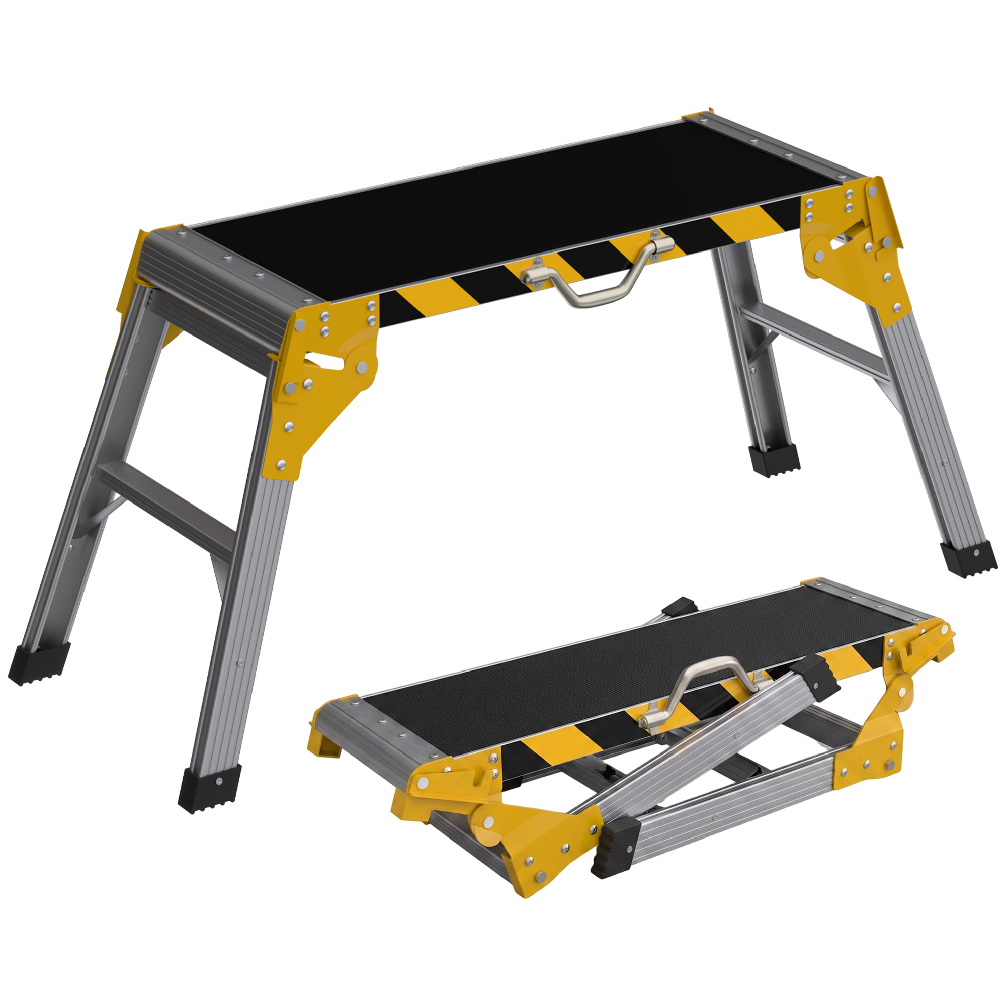 Arbeitsplattform Klappbar Aluminium, 150 Kg, 110x32x50 Cm, Rutschfest, Mit Griff