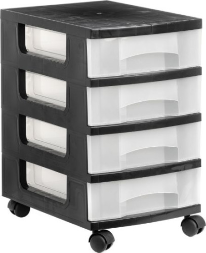 Aufbewahrungsturm 4 Schubladen 6 Liter Schwarz/transluzent 390x290x480 Mm Archiv 2000 1104r Cs Tl