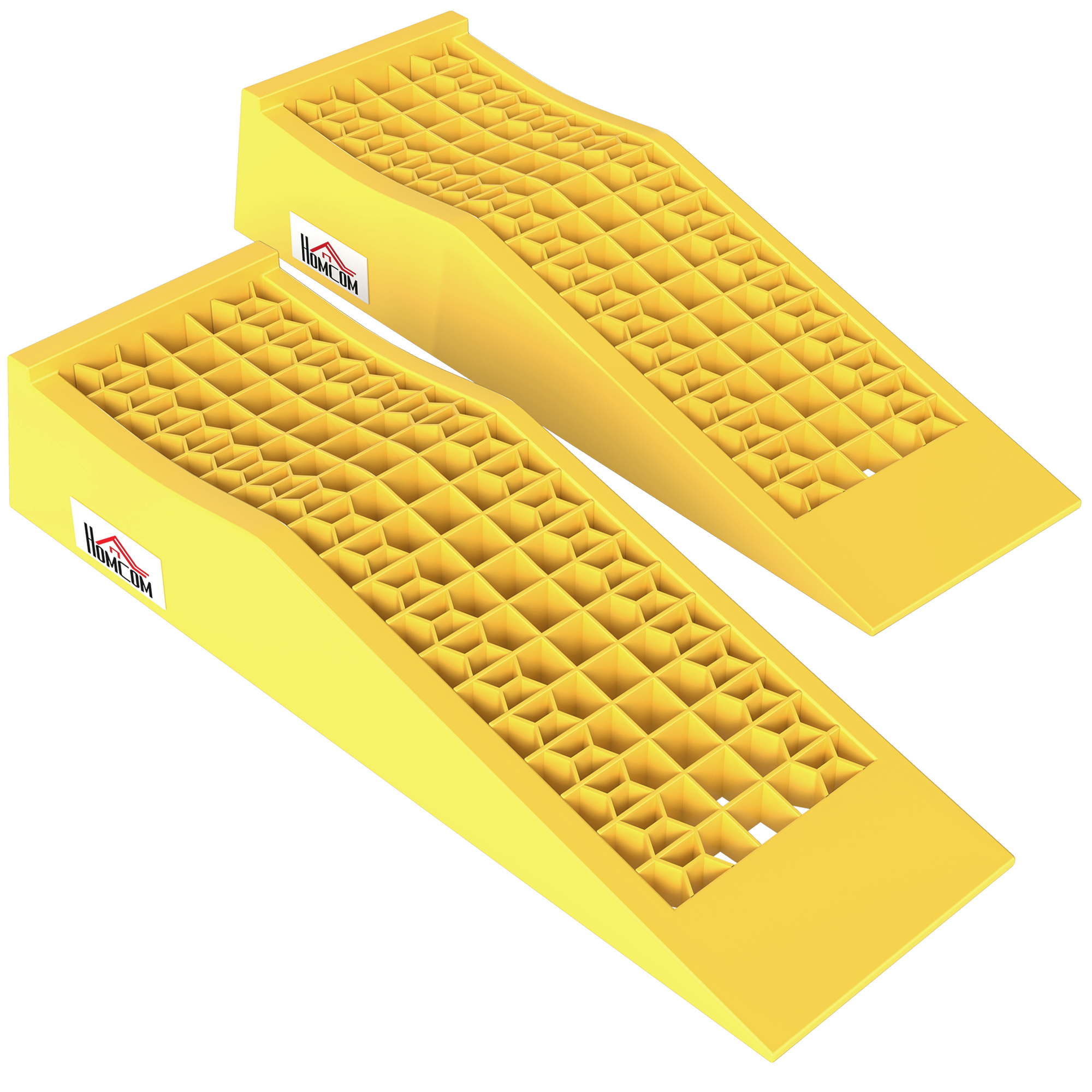 Auffahrrampen 2er Set Kunststoff, 3 T Pro Stück, Rutschfeste Oberfläche, Gelb, 70x19,5x7,8 Cm