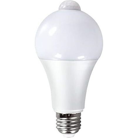 12w E27 Pir Infrarot Led-lampe Mit Bewegungsmelder On/off Automatisch A60 220v 1000lm Entspricht 100w Halogen Für Treppe Flur Garage (6000k)