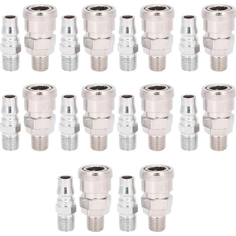 10 Sets Druckluft-kupplungen, Selbstverriegelnde Typ-c-nippel, Schnellkupplung Stecker-muffe Für Pu-schlauch, Schnellverschluss Aus Stahl