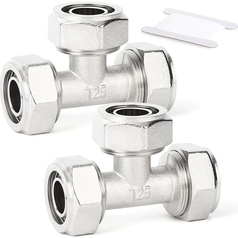 2-teiliger T-stück, 3/4"-rohr, Messing-nickel-beschichteter T-adapter Für Druckluft-rohrsysteme