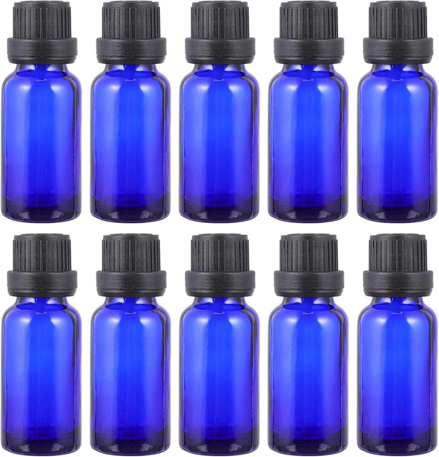 15 Blaue Glasfläschchen À 15 Ml Für Ätherische Öle Mit Großem Verschluss Und Innerem Tropfverschluss, Wiederbefüllbar Und Ideal Für Unterwegs.