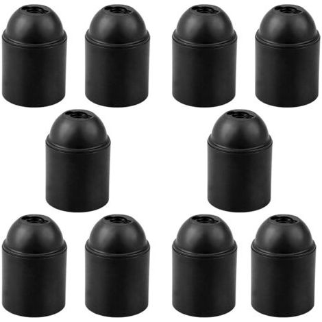 Pack Mit 10 E27-fassungen Schwarz E27-fassung Halterung Glatt Basis Für Freiliegende Glühbirne Und Dickes E27-gewinde