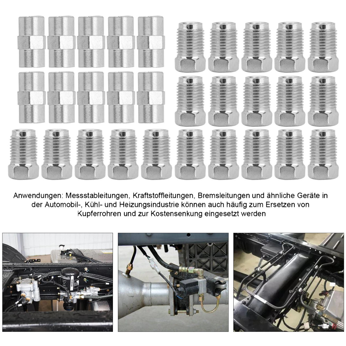 Bremsleitung 10 M Ø4,75 Mm, Stahl, Mit 20 Verschraubungen & 10 Verbindern