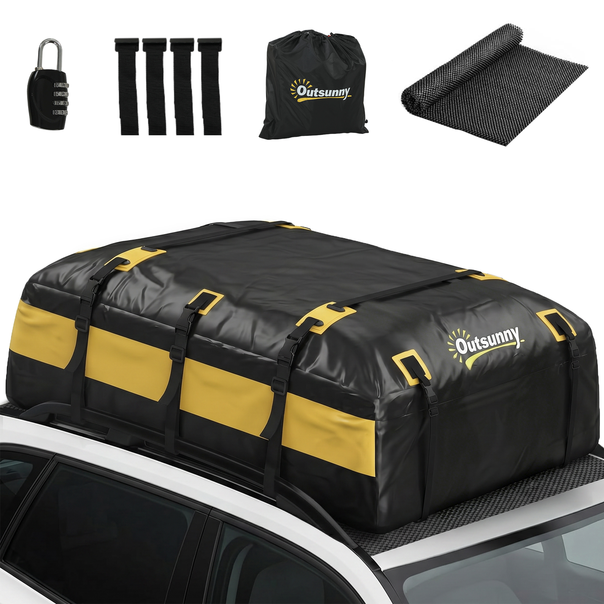 Dachgepäcktasche Auto 595 L Wasserdicht, Gelb
