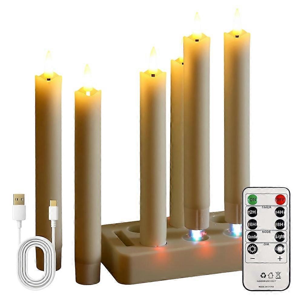 Wiederaufladbare Led-kronleuchter Mit Fernbedienung Und Timer, 6er-set Wachslampen Mit Ladestation, Flackerndes 3d-duftlicht In Warmem Licht
