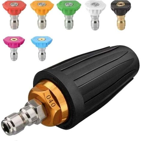 Ugello Turbo Per Idropulitrice, Ugello Rotante E 7 Ugelli, Attacco Rapido Da 1/4", 4000 Psi, Nero (406689), Kit Getti Per Idropulitrice, Rotore Per Idropulitrice -