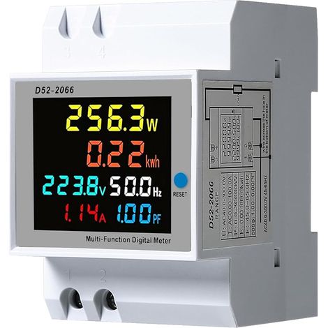 Einzelfasen-energiezähler 6 In 1 Ac40-300v 100a Stromverbrauchszähler Amperemeter Voltmeter Din-schienen-energiezähler Mit Lcd-anzeige, Ct