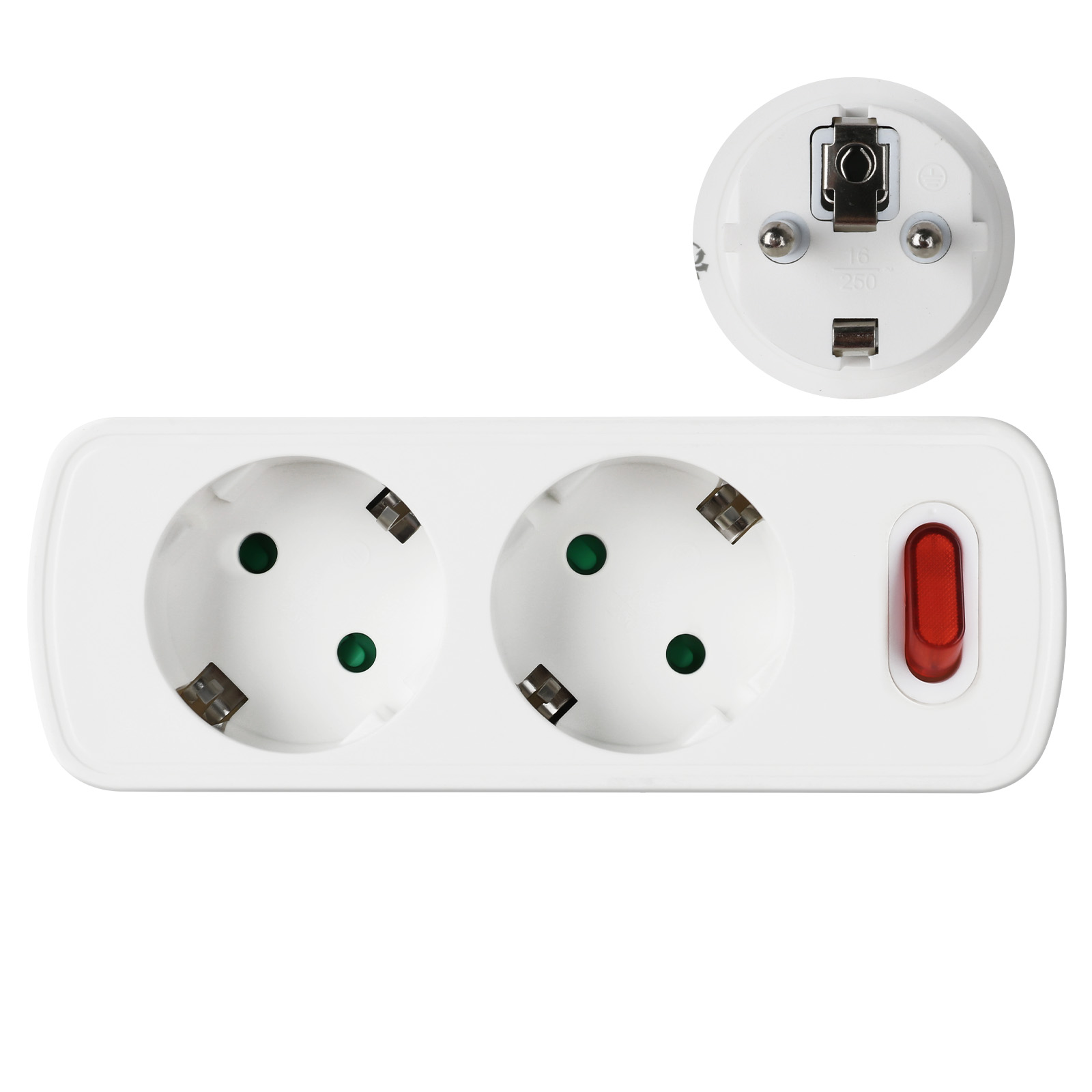 Eu-steckdosen-adapter 2-fach, Euro-stecker, 2-pin, Ac-konverter, Weiß