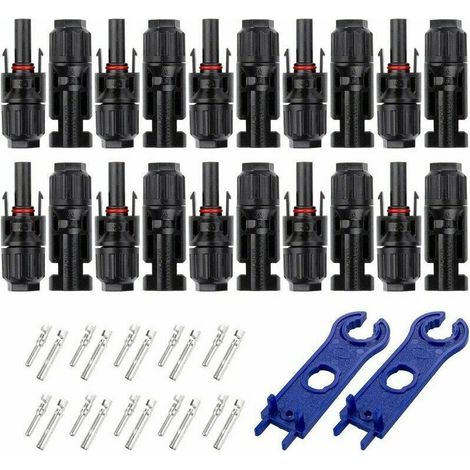 10 Paare Mc4-stecker Männlich/weiblich Für Photovoltaik-anlagen Mit Solarkabel, Solarpanel-kabelzubehör, Wasserdicht - Schwarz
