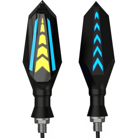 Kfz-blinker Led, 2 Stück 12v Wasserdichte Universal-motorradblinkleuchten, Doppelseitige Licht Amber Plus Blau, Led Blinklichter Für Motorrad Roller Quad Cruiser Off Road