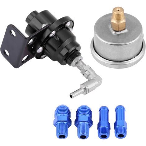 Universelles Aluminium-kraftstoffdruckregler-kit Für Autos, Einstellbar Auf 160 Psi, Mit Öldruckmanometer (schwarz)