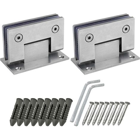 Set Aus 2 Duschtürscharnieren, 90 Grad, Mit Schrauben, 4 Mm Stark, Aus Edelstahl Für Bad- Und Glastüren (silber)
