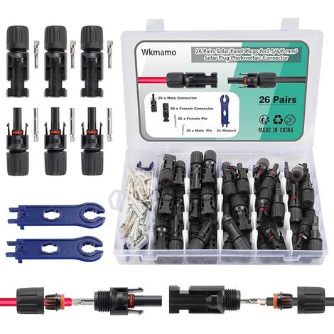 26 Paar Photovoltaik-solarsteckverbinder, Männlich/weiblich Solarpanel-kabelstecker Ip68 Doppel-dichtungsring, Für Solarpanel-kabelzubehör (26) (26)