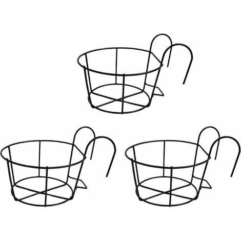 3er-set Blumenampeln Für Geländer - Aus Eisen - Für Balkon, Veranda, Zaun