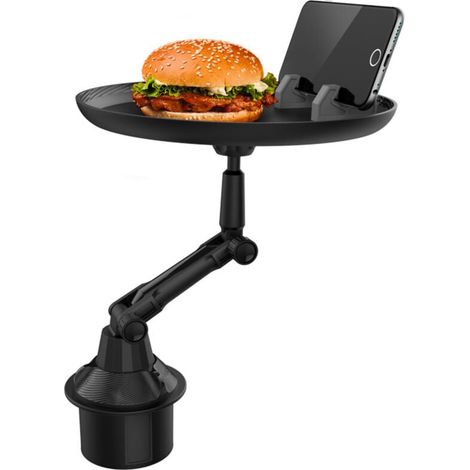 Auto-becherteller, Autotisch Zum Essen Mit Handyhalterung, Universell Einstellbar, 360° Drehbarer Teller Für Fahrzeuge