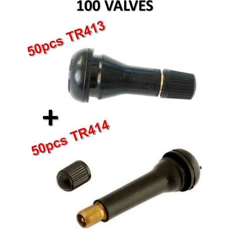 Set Aus 100 Ventilen Tr413 (50) Und Tr414 (50) Für Schlauchlose Autoreifen