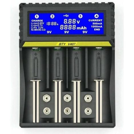 Bty407 Multifunktions-ladegerät 18650 Li-ion/nimh/nicd/5aa/7aaa/9v Batterieladegerät