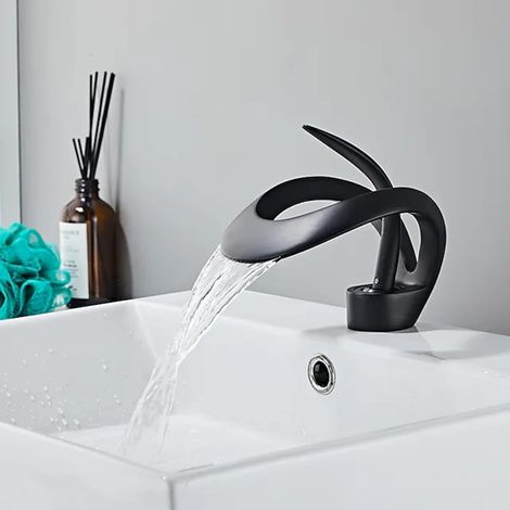 S-giant Wasserfall-armatur Für Das Badezimmer, Wasserfall-waschtisch-armatur, Wasserfall-mischbatterie Für Das Bad Mit Einstellbarem Keramischem Einhebel-mischventil Für Warmes Und Kaltes Wasser, Wass