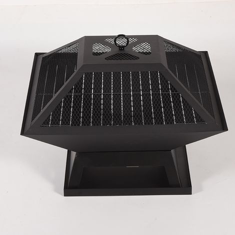 S-giant Foyer Barbecue, Außen-feuerschale Für Terrasse, Tragbarer Holzkohlegrill Mit Grillrost, Feuerzange Und Funkenflug-schutzdeckel, Für Garten/camping/picknick