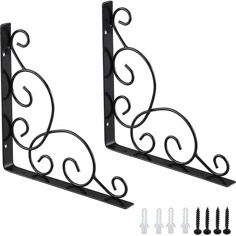 Eckwinkel Für Regale Aus Schmiedeeisen, 2-teiliges Set Für Gartenregale, Wandhalterungen Aus Eisen, Regalstützen Für Küche, Bad, Büro Und Restaurant (schwarz)