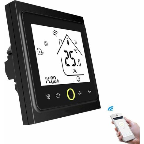 Intelligenter Wlan-thermostat Für Fußbodenheizung 5 A, Programmierbarer Raumthermostat Kompatibel Mit Alexa Echo/google Home/smart Life/tuya Ap (schwarz)