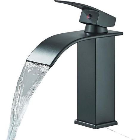 1 Stück Moderne Schwarze Kaskaden-waschtischarmatur - Badarmaturen - Für Unterbaubecken -