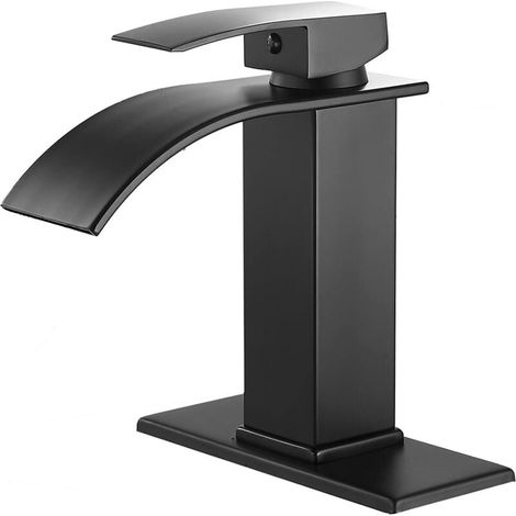 Armatur Mit Kaskaden-wasserfall, Warm- Und Kaltwasser, Schwarz