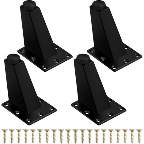 4 Stück Möbelbeine, Belastbar, Metall-tischbeine, Verstellbare Möbelfüße, Schräge Sofa- Und Tischbeine Mit Montageplatte Und Schrauben Für Kommoden Und Schränke, 75 Mm, Matt Schwarz