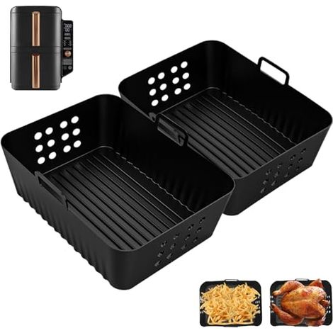 2 Stück Silikonform Für Die Heißluftfritteuse Für Ninja Foodi Dual Zone Af400eu 9,5l, Zubehör Für Heißluftfritteuse Für Ninja Double Stack Xl Sl400eu, Perfekt Als Heißluftfritteusenform Für Vielseitig