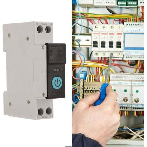Din-schienen-leitungsschutzschalter, Intelligenter Wlan-schalter Mit Fernbedienung Für Mobiltelefone, Kabellos, 3 Synchronisationsmodi, Geeignet Für Haushaltsgeräte Und Wohnräume (25 A)