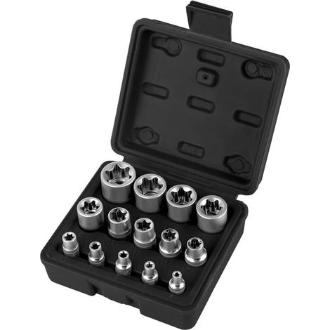 Torx-einsteckschlüssel-satz 1/4" 3/8" 1/2", E-torx-profil-einsteckschlüssel E4, E5, E6, E7, E8, E10, E11, E12, E14, E16, E18, E20, E22, E24 Mit Schwarzer Box