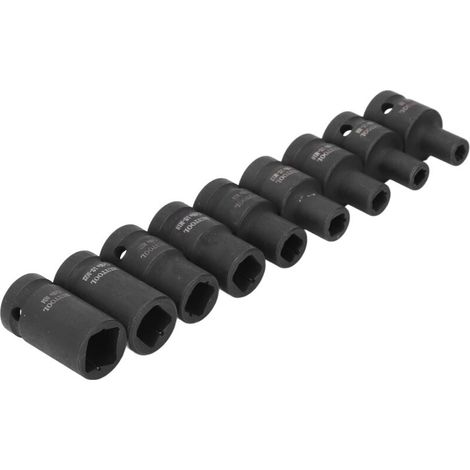 9-teiliges Stoßbuchsen-set, Steckschlüsseleinsätze Für Elektroschlagschrauber, Größen M6-m24, Universelle Pneumatische Stoßbuchsen Mit 1/2"-antrieb Aus Chrom-molybdän-stahl