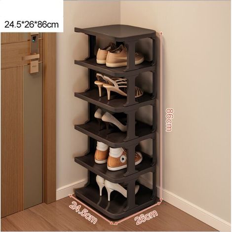 6-stufiges Schuhregal Für Platzsparende Aufbewahrung Im Flur Und Schlafzimmer - Stapelbar Und Elegant In Schwarz