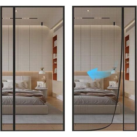 Magnetisches Fliegengitter Für Tür Oder Fenster – 150 X 240 Cm, Ultrafeines Netz, Automatischer Verschluss, Mückenschutzend, Atmungsaktiv, Mit Klebeband, Farbe Schwarz